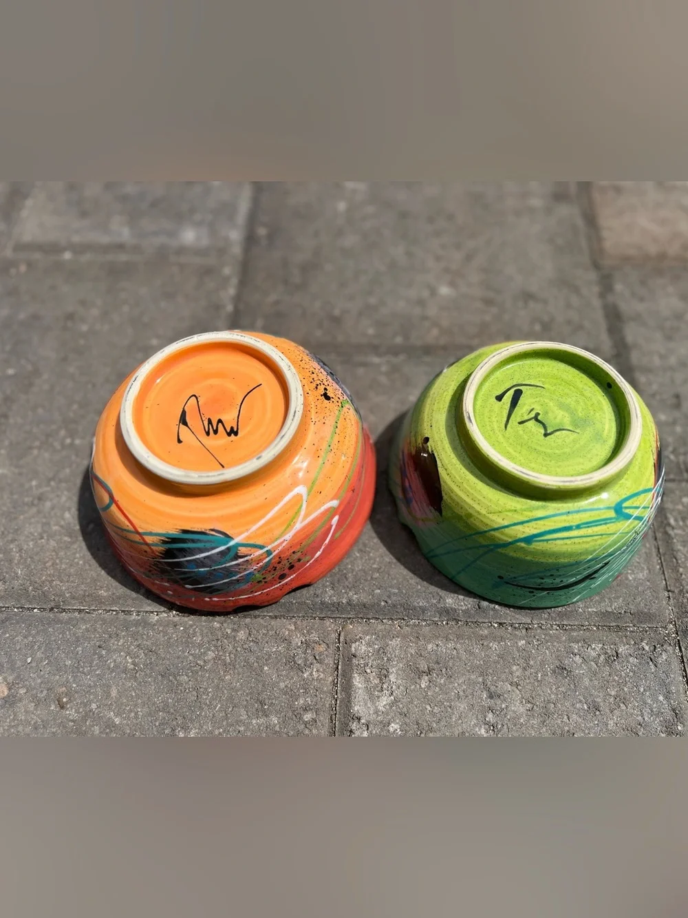 Handmade Ramen Bowl Set — Teal & Red, Artist Signe